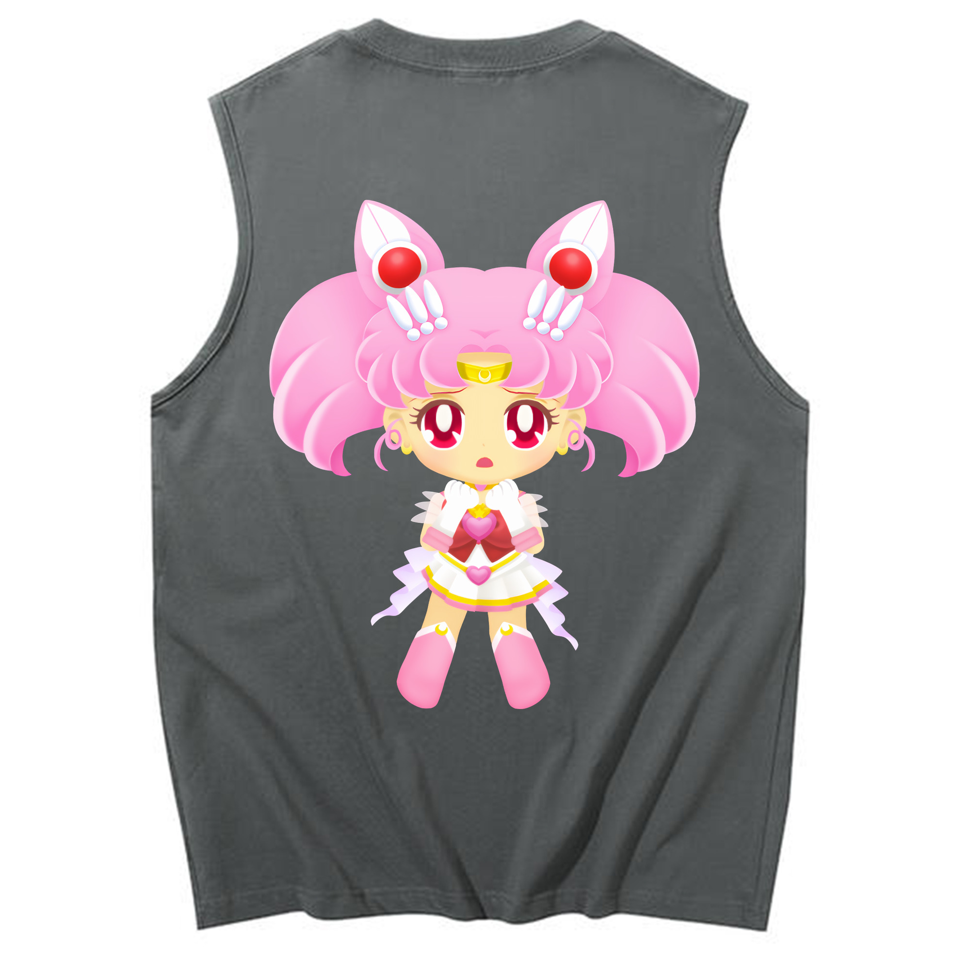 （画像用） 美少女戦士セーラームーン ちびうさ Sailor Moon Chibiusa Tsukino Usagi Small Lady Serenity コットン100％タンクトップ（背面プリント）